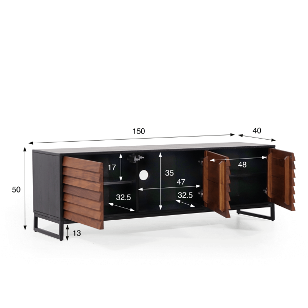 TV-Möbel 150 cm Naturholz - Tamara