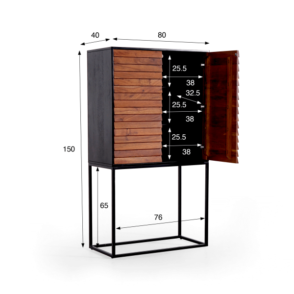 Hochschrank aus Massivholz 80cm - Tamara