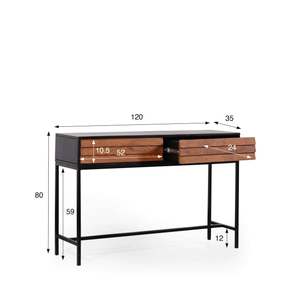 Konsole aus Naturholz 120cm - Tamara