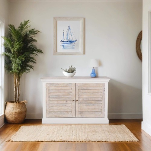 Kleine Anrichte aus weißem und naturbelassenem Holz – Sea side