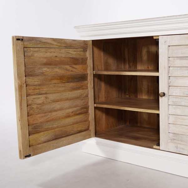 Kleine Anrichte aus weißem und naturbelassenem Holz – Sea side