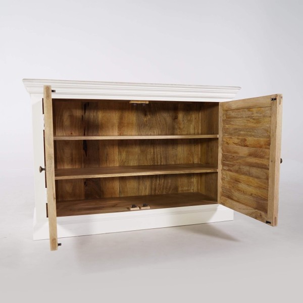 Kleine Anrichte aus weißem und naturbelassenem Holz – Sea side