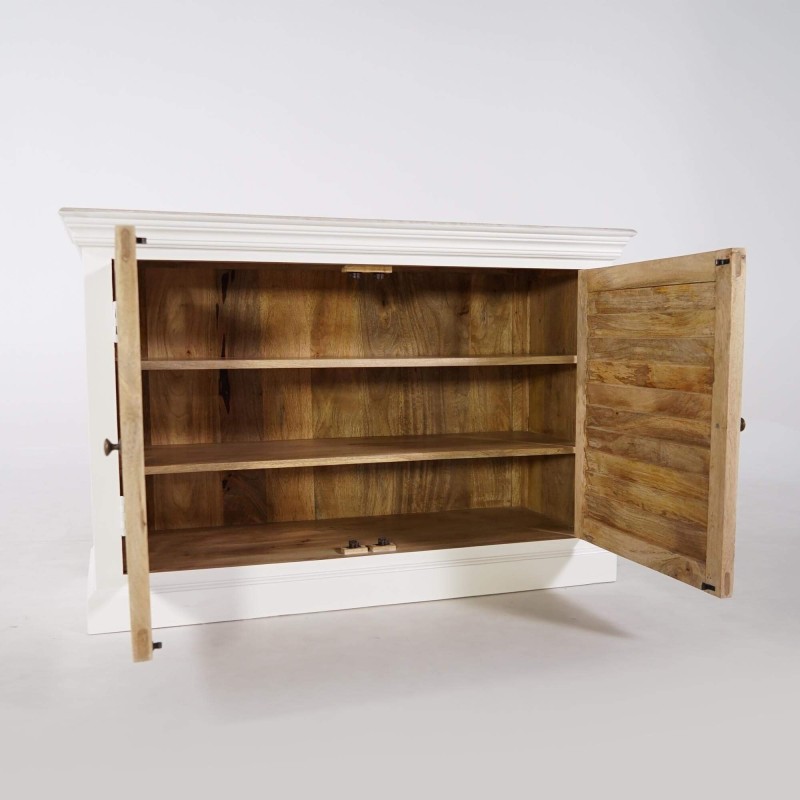 Kleine Anrichte aus weißem und naturbelassenem Holz – Sea side