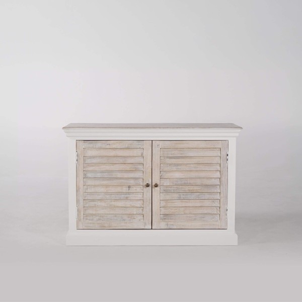 Kleine Anrichte aus weißem und naturbelassenem Holz – Sea side