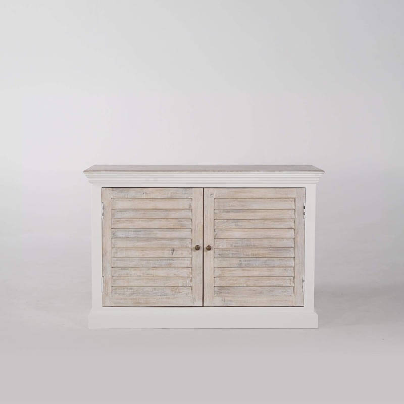 Kleine Anrichte aus weißem und naturbelassenem Holz – Sea side