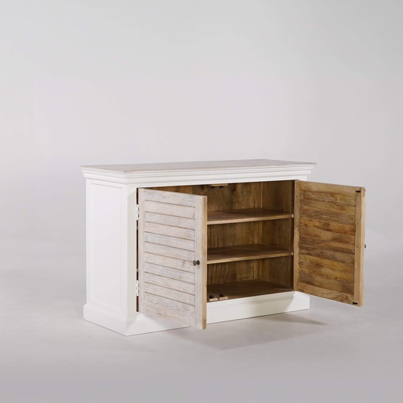 Kleine Anrichte aus weißem und naturbelassenem Holz – Sea side
