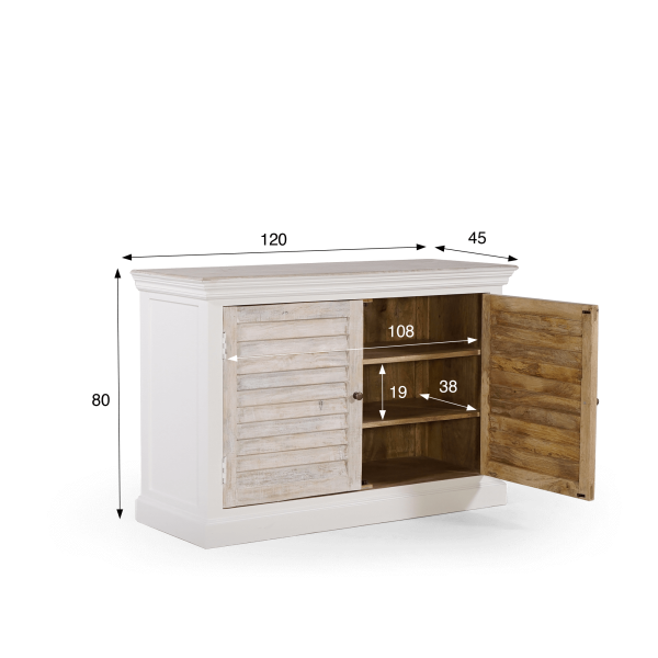 Kleine Anrichte aus weißem und naturbelassenem Holz – Sea side