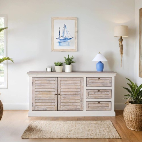 Weißes Sideboard aus Naturholz – Sea side