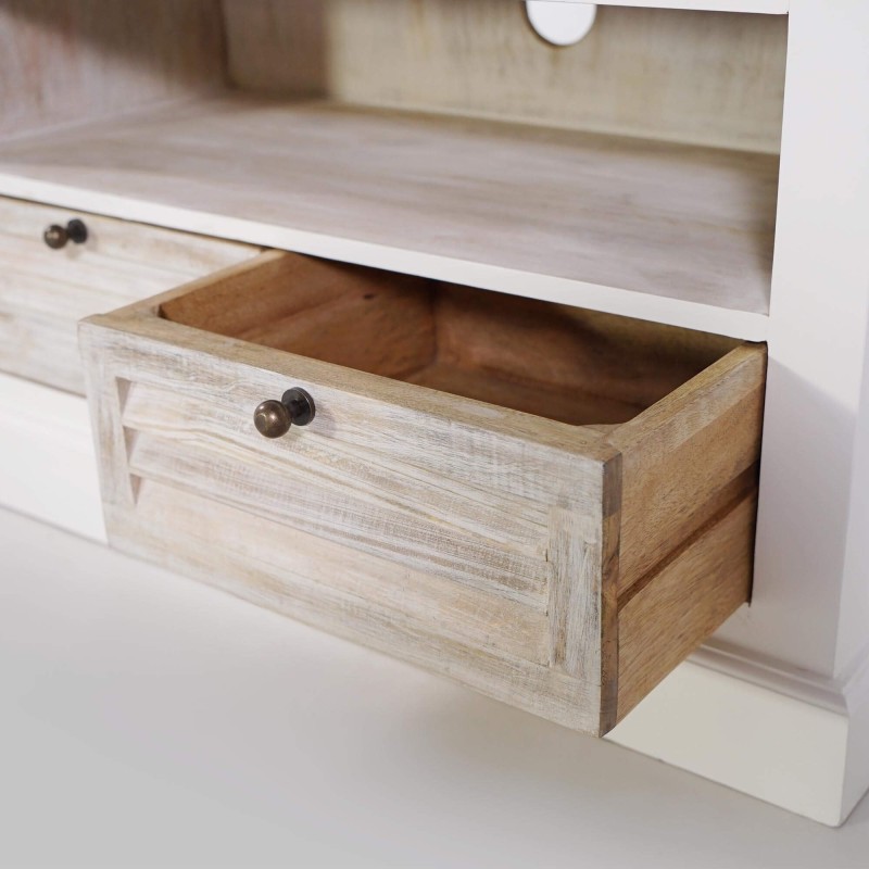 Weißes TV-Möbel 140 cm aus Naturholz – Sea side