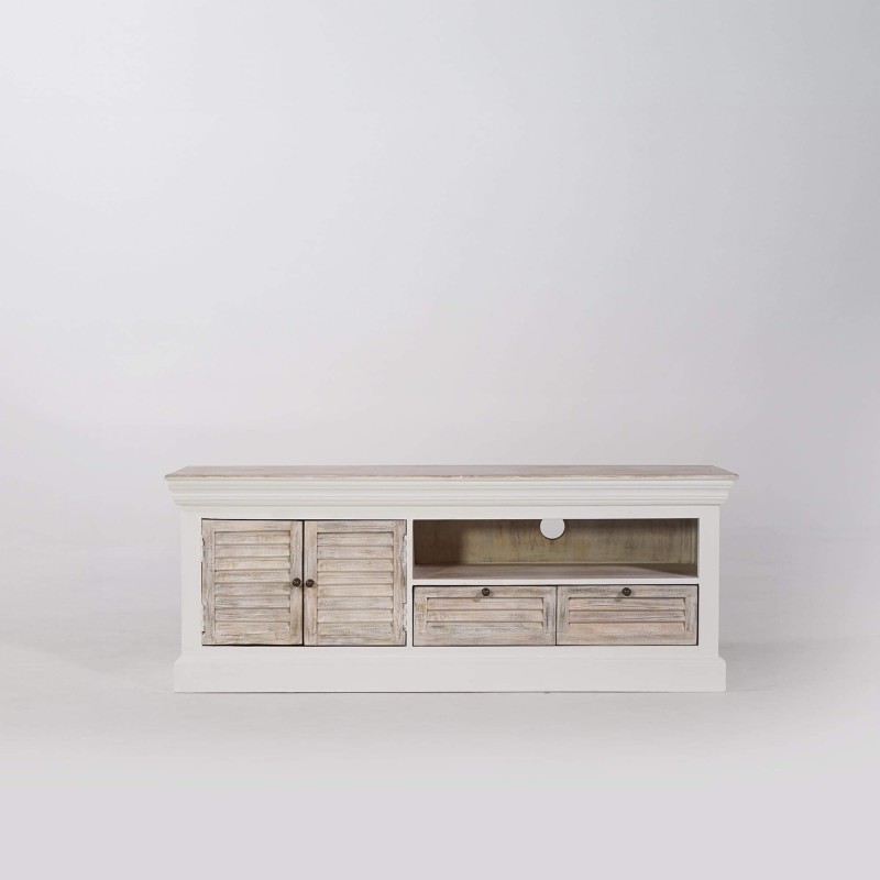 Weißes TV-Möbel 140 cm aus Naturholz – Sea side