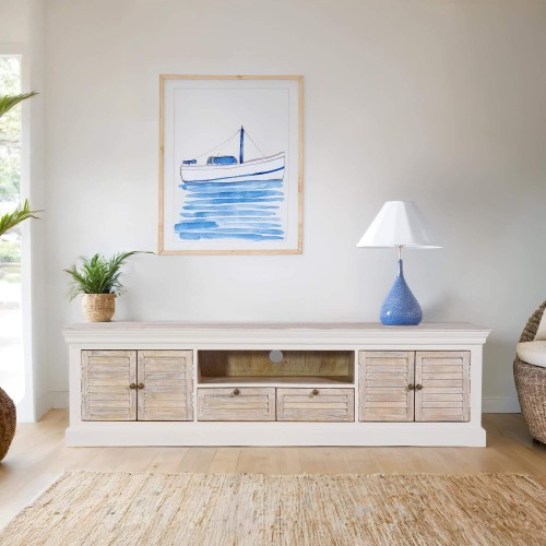 TV-Möbel Holz und Weiß 190 cm – Sea side