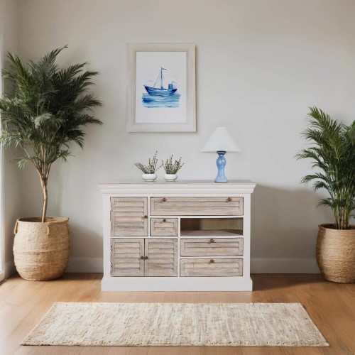 Weißes Sideboard aus Naturholz – Sea side