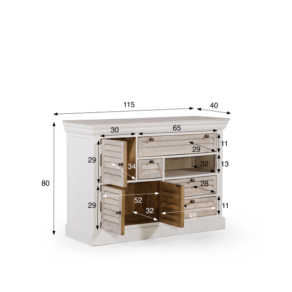 Weißes Sideboard aus Naturholz – Sea side