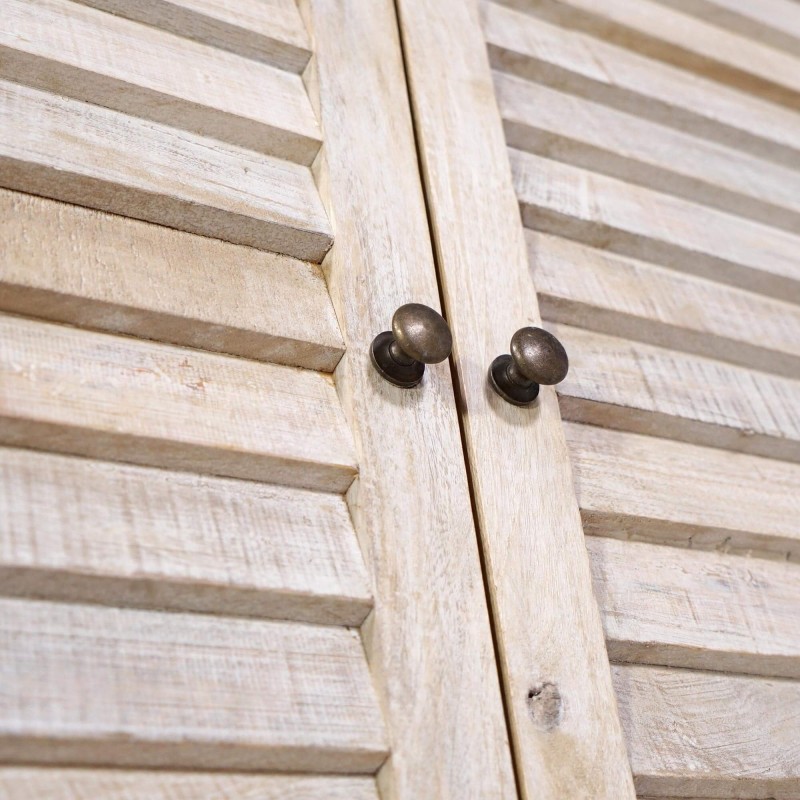 Weißes Buffet mit Vitrine aus naturbelassenem Holz - Sea side