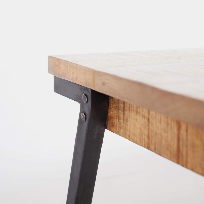 Vintage Couchtisch mit Massivholzplatte und Metallgestell – Retro Archi