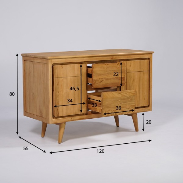 Badezimmermöbel aus massivem Teakholz 120 cm - Pragati