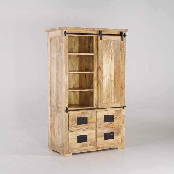 Hoher Buffetschrank im Industrie-Stil aus Holz und Metall 90 cm – Paris