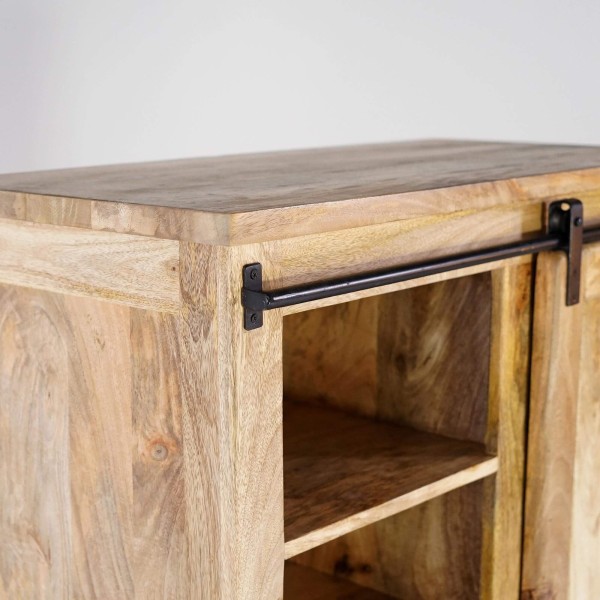 Hoher Buffetschrank im Industrie-Stil aus Holz und Metall 90 cm – Paris
