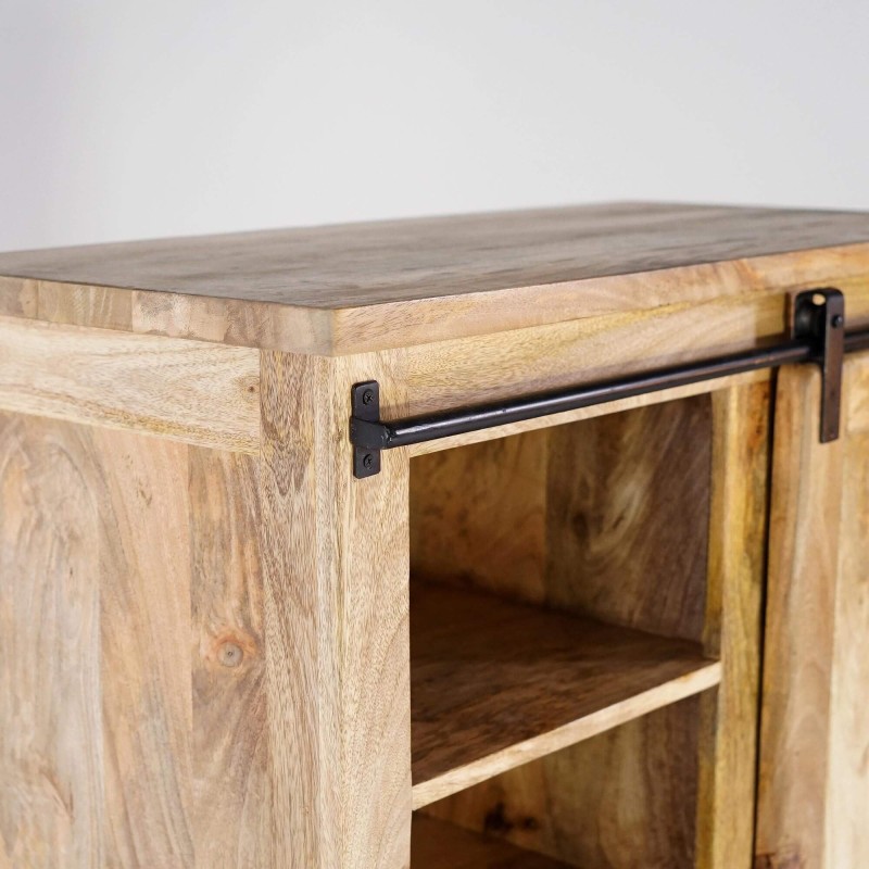 Hoher Buffetschrank im Industrie-Stil aus Holz und Metall 90 cm – Paris