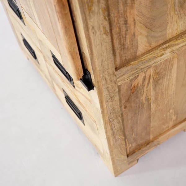 Hoher Buffetschrank im Industrie-Stil aus Holz und Metall 90 cm – Paris