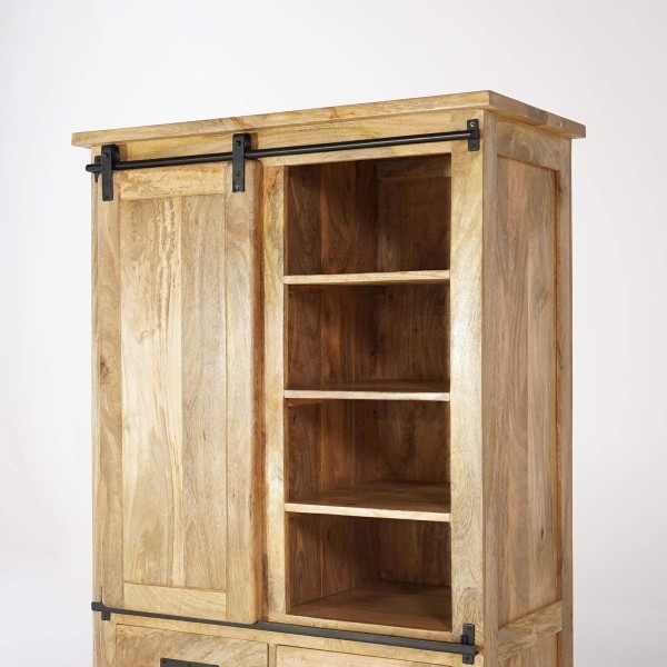 Hoher Buffetschrank im Industrie-Stil aus Holz und Metall 90 cm – Paris