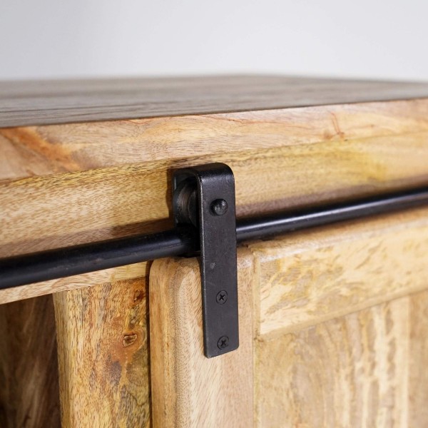 Hoher Buffetschrank im Industrie-Stil aus Holz und Metall 90 cm – Paris