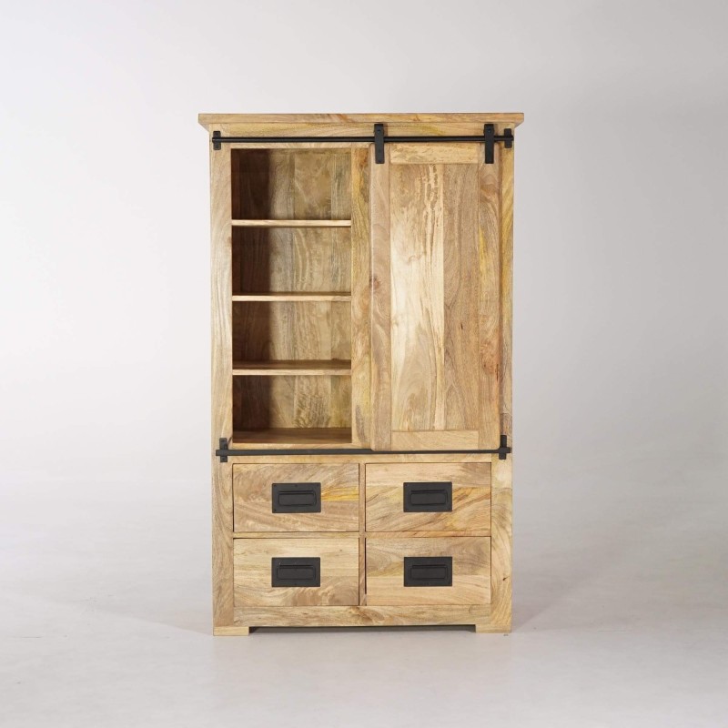 Hoher Buffetschrank im Industrie-Stil aus Holz und Metall 90 cm – Paris