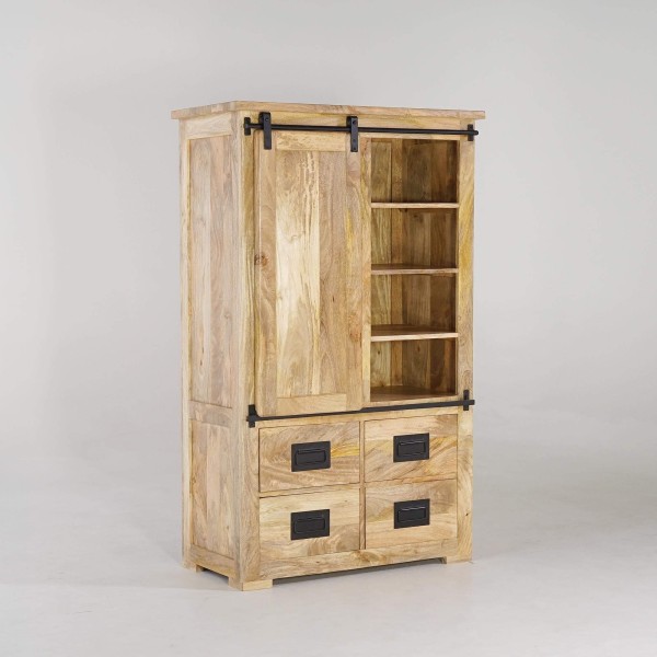 Hoher Buffetschrank im Industrie-Stil aus Holz und Metall 90 cm – Paris