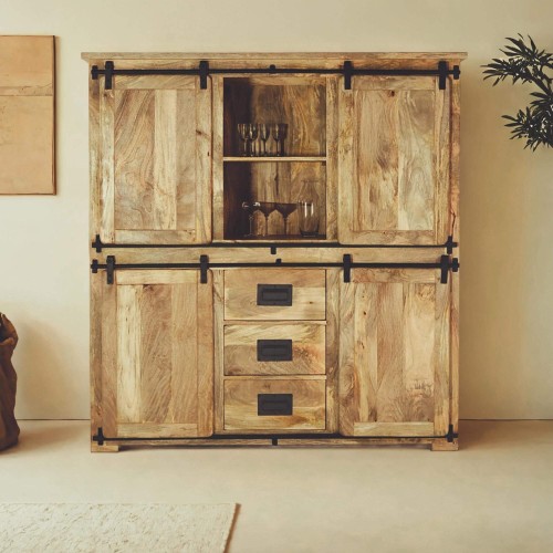 Industrielle Vitrine aus Holz und Metall 150 cm - Paris