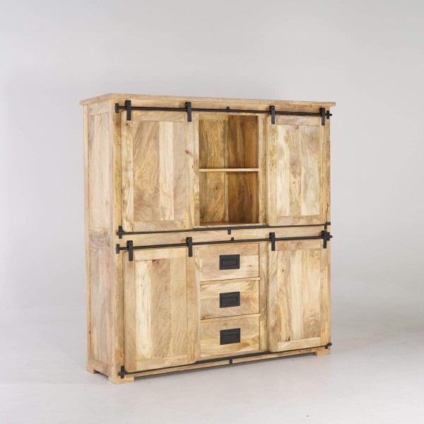 Industrielle Vitrine aus Holz und Metall 150 cm - Paris