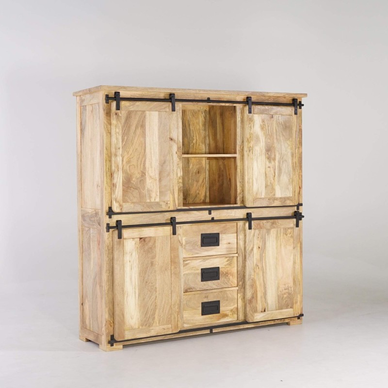 Industrielle Vitrine aus Holz und Metall 150 cm - Paris