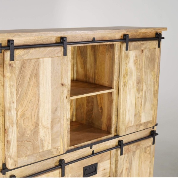 Industrielle Vitrine aus Holz und Metall 150 cm - Paris