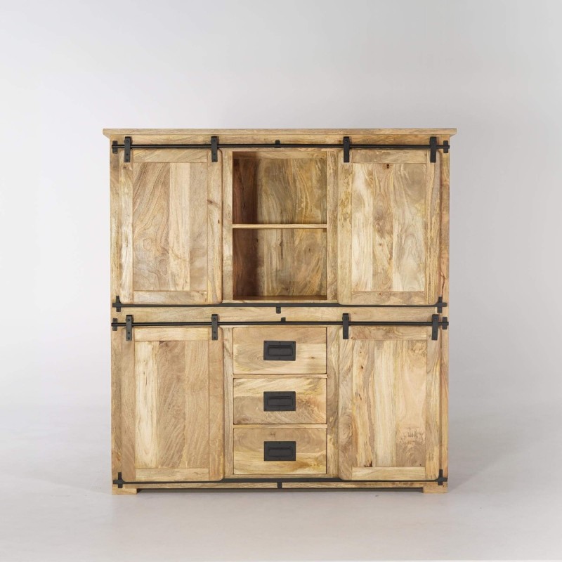 Industrielle Vitrine aus Holz und Metall 150 cm - Paris