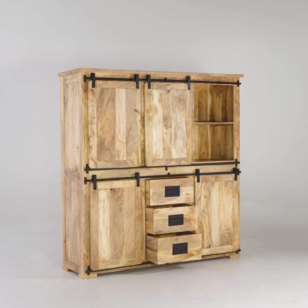 Industrielle Vitrine aus Holz und Metall 150 cm - Paris