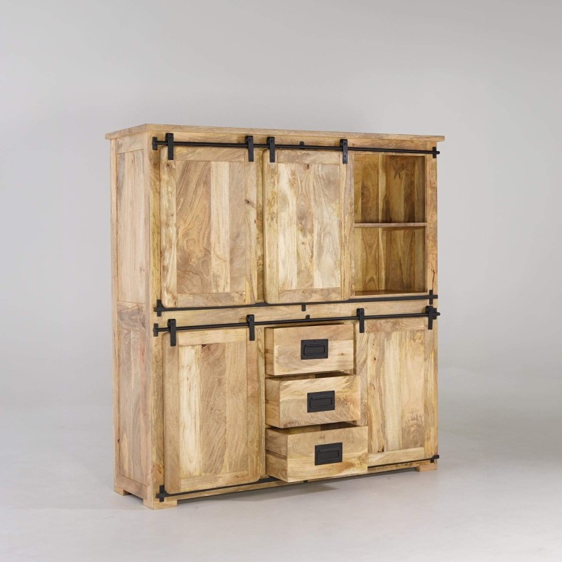 Industrielle Vitrine aus Holz und Metall 150 cm - Paris