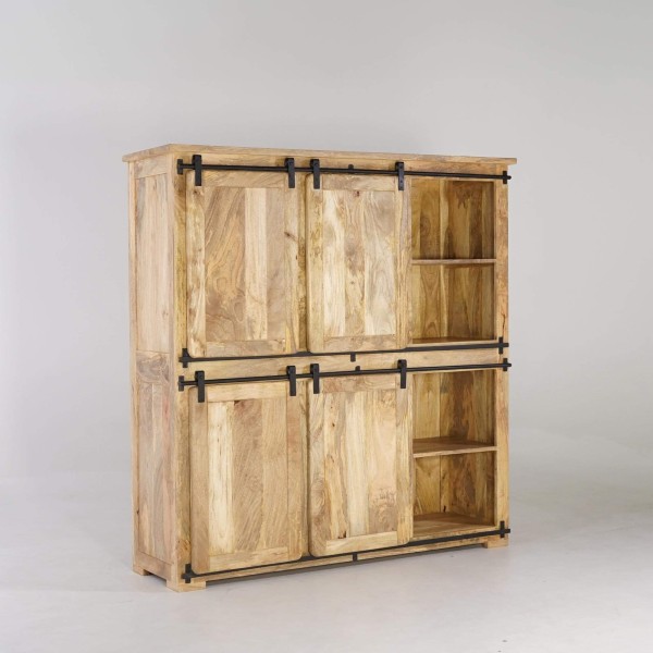 Industrielle Vitrine aus Holz und Metall 150 cm - Paris