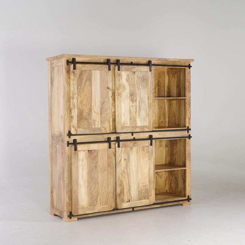 Industrielle Vitrine aus Holz und Metall 150 cm - Paris