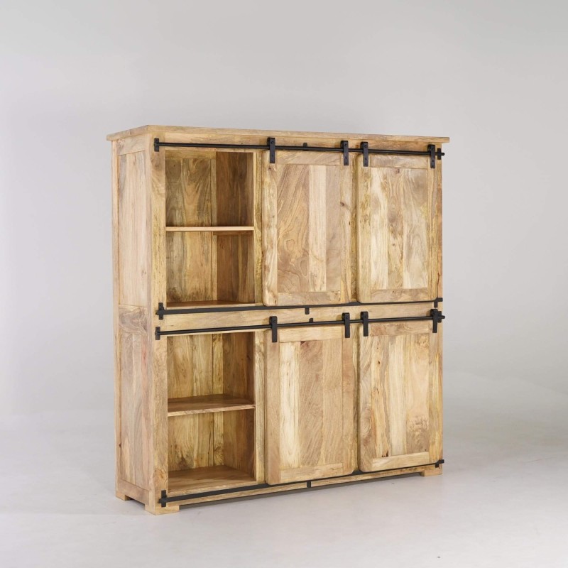 Industrielle Vitrine aus Holz und Metall 150 cm - Paris