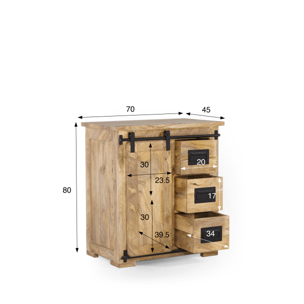 Industrielles Sideboard aus Massivholz 70 cm – Paris