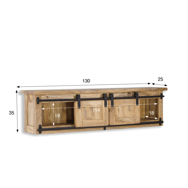 Industrielles Wandregal aus Holz und Metall – Paris