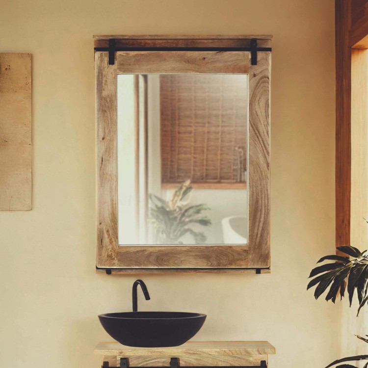 Badezimmerspiegel aus Holz und Metall 80 cm – Paris