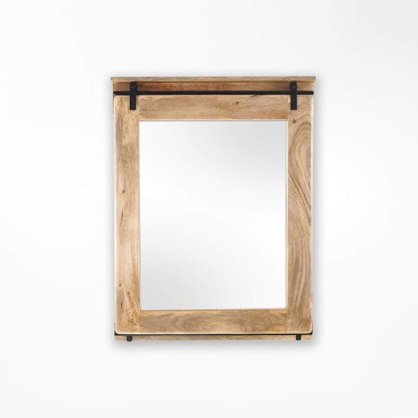 Badezimmerspiegel aus Holz und Metall 80 cm – Paris