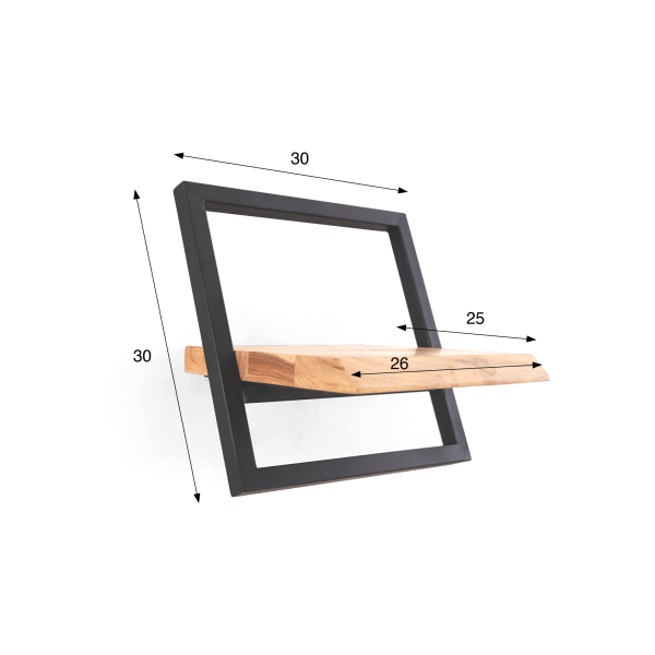 Wandregal 30 cm Holz und Metall – Inclined