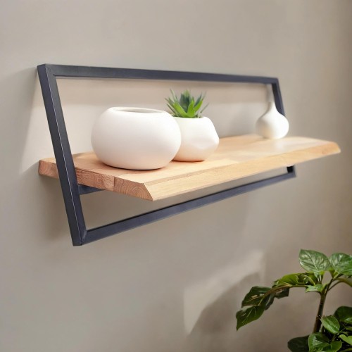 Wandregal 100 cm Holz und Metall - Inclined