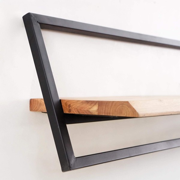 Wandregal 100 cm Holz und Metall - Inclined