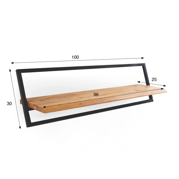 Wandregal 100 cm Holz und Metall - Inclined