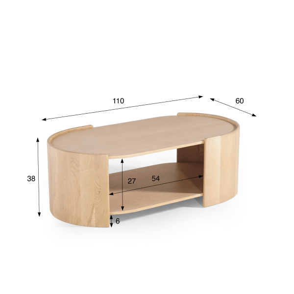 Couchtisch aus massiver Eiche 110 cm - Lago