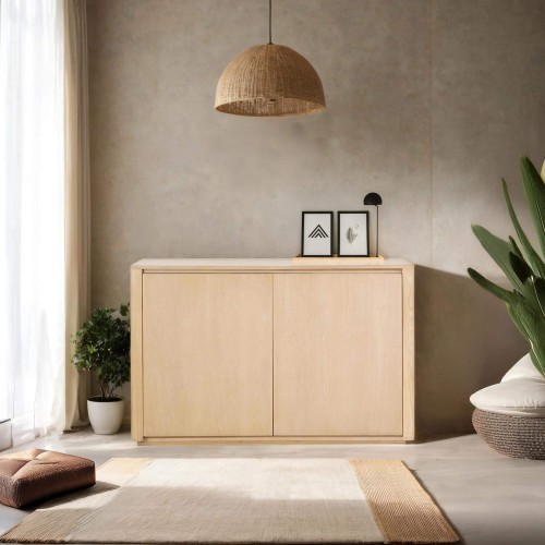 Anrichte aus massiver Eiche mit 2 Türen 120 cm - Yseult