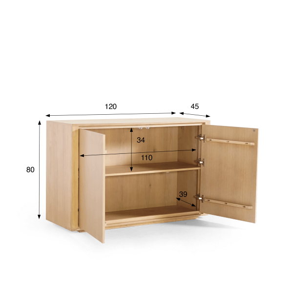 Anrichte aus massiver Eiche mit 2 Türen 120 cm - Yseult