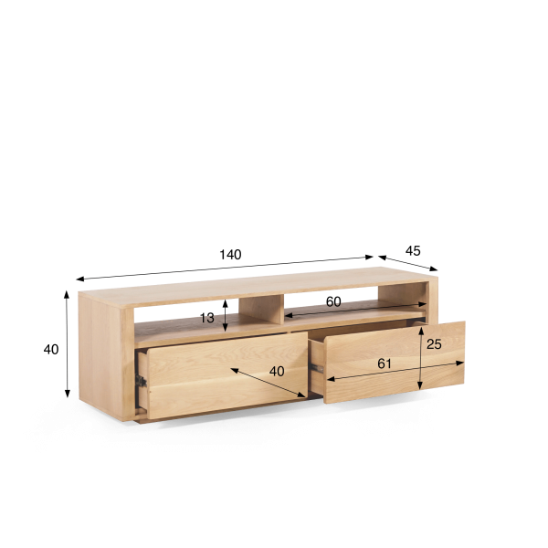 TV-Möbel aus naturbelassener Eiche 140 cm - Yseult